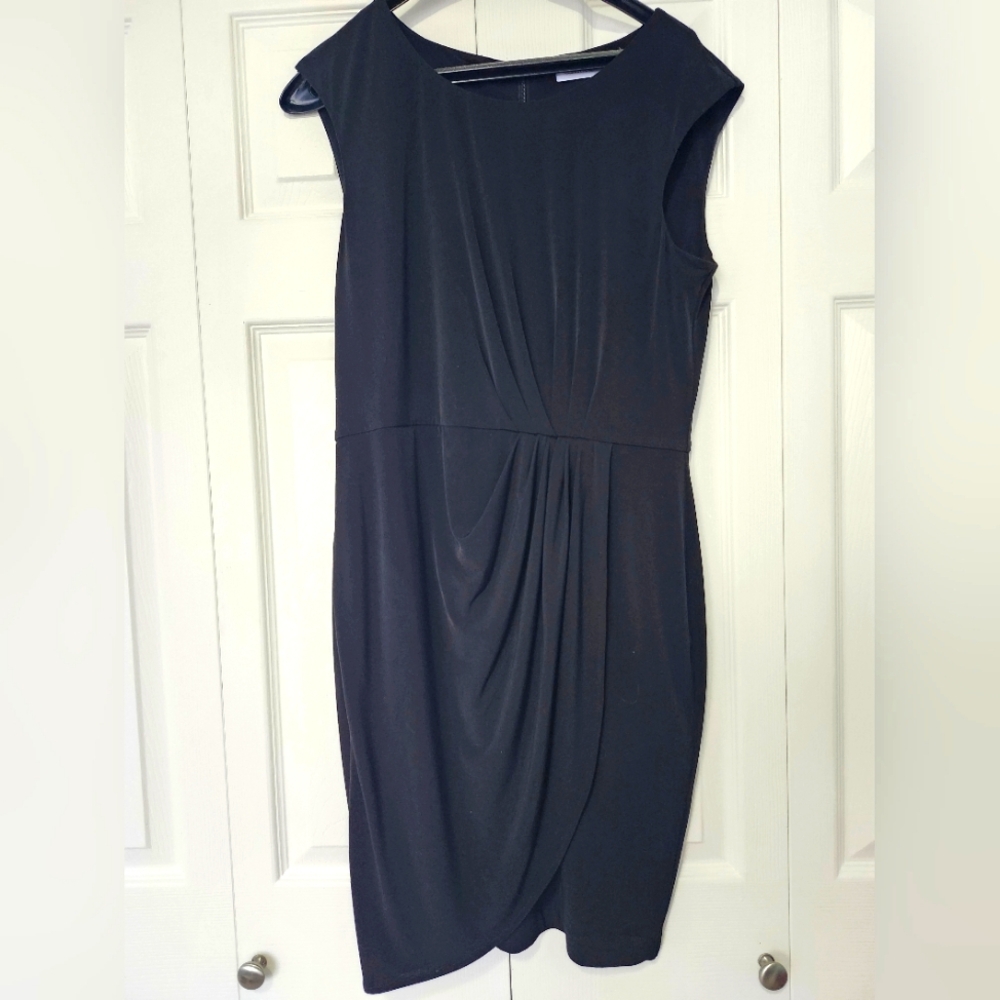 Black Draped Sleeveless Dress